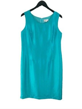 Vintage Gilani Turquoise Blue Satin Sheath Dress Size 12